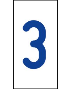 Einzelziffer 3 | blau · weiß · Aufkleber | Schild | Magnetschild | Aufkleber stark haftend | Aluminiumschild selbstklebend | Fußbodenaufkleber