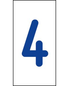 Einzelziffer 4 | blau · weiß · Aufkleber | Schild | Magnetschild | Aufkleber stark haftend | Aluminiumschild selbstklebend | Fußbodenaufkleber
