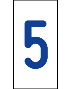 Einzelziffer 5 | blau · weiß · Aufkleber | Schild | Magnetschild | Aufkleber stark haftend | Aluminiumschild selbstklebend | Fußbodenaufkleber