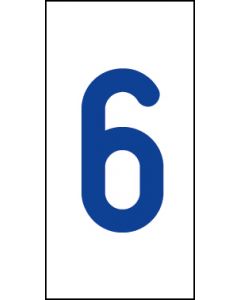 Einzelziffer 6 | blau · weiß · Aufkleber | Schild | Magnetschild | Aufkleber stark haftend | Aluminiumschild selbstklebend | Fußbodenaufkleber