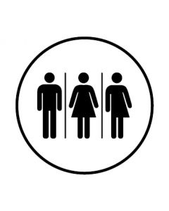 WC Toiletten Kennzeichnung | Herren · Damen · Transgender | weiß · rund · Aufkleber | Schild | Magnetschild