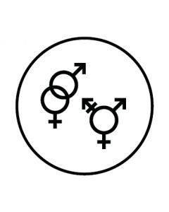 WC Toiletten Kennzeichnung | Symbol Herren · Damen · Transgender | weiß · rund · Aufkleber | Schild | Magnetschild