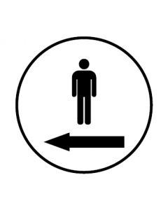 WC Toiletten Kennzeichnung | Piktogramm Herren Pfeil links | weiß · rund · Aufkleber | Schild | Magnetschild