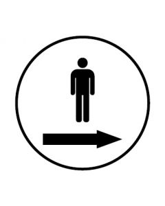 WC Toiletten Kennzeichnung | Piktogramm Herren Pfeil rechts | weiß · rund · Aufkleber | Schild | Magnetschild