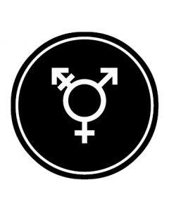 WC Toiletten Kennzeichnung | Symbol Transgender | schwarz · rund