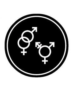WC Toiletten Kennzeichnung | Symbol Herren · Damen · Transgender | schwarz · rund