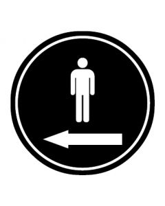 WC Toiletten Kennzeichnung | Piktogramm Herren Pfeil links | schwarz · rund