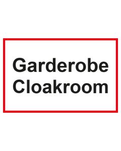 Garderobenschild Garderobe · Cloakroom · weiß - rot · Aufkleber | Schild | Magnetschild | Aufkleber stark haftend | Aluminiumschild selbstklebend | Fußbodenaufkleber