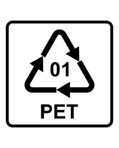 Recycling Code 01 · PET · Polyethylenterephthalat  | viereckig · weiß · Aufkleber | Schild | Magnetschild