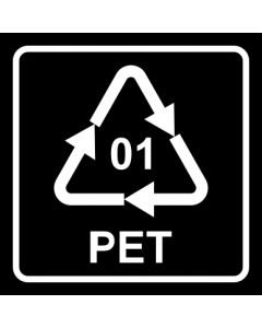 Recycling Code 01 · PET · Polyethylenterephthalat  | viereckig · schwarz · Aufkleber | Schild | Magnetschild
