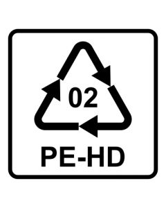 Recycling Code 02 · PEHD · High Density Polyethylen (hochdichtes Polyethylen) | viereckig · weiß · Aufkleber | Schild | Magnetschild