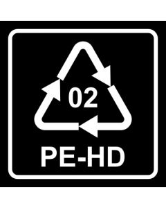 Recycling Code 02 · PEHD · High Density Polyethylen (hochdichtes Polyethylen) | viereckig · schwarz · Aufkleber | Schild | Magnetschild