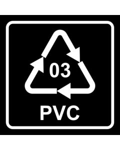 Recycling Code 03 · PVC · Polyvinylchlorid | viereckig · schwarz · Aufkleber | Schild | Magnetschild