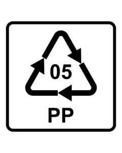 Recycling Code 05 · PP · Polypropylen | viereckig · weiß · Aufkleber | Schild | Magnetschild