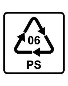 Recycling Code 06 · PS · Polystyrol | viereckig · weiß · Aufkleber | Schild | Magnetschild