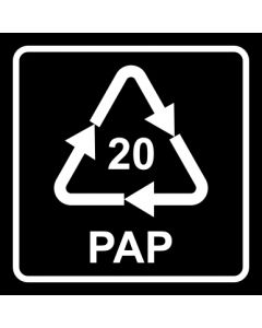 Recycling Code 20 · PAP · Wellpappe | viereckig · schwarz · Aufkleber | Schild | Magnetschild