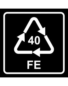 Recycling Code 40 · FE · Eisen/Stahl | viereckig · schwarz · Aufkleber | Schild | Magnetschild
