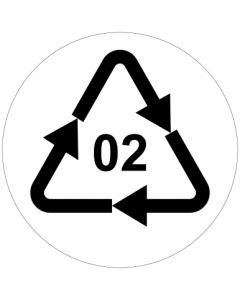Recycling Code 02 · PEHD · High Density Polyethylen (hochdichtes Polyethylen) | rund · weiß · Aufkleber | Schild | Magnetschild