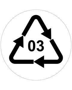 Recycling Code 03 · PVC · Polyvinylchlorid | rund · weiß · Aufkleber | Schild | Magnetschild
