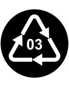Recycling Code 03 · PVC · Polyvinylchlorid | rund · schwarz