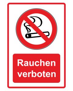 Verbotszeichen Piktogramm & Text deutsch · Rauchen verboten · rot · Aufkleber | Schild | Magnetschild | Aufkleber stark haftend | Aluminiumschild selbstklebend | Fußbodenaufkleber