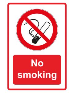 Verbotszeichen Piktogramm & Text englisch · No smoking · rot · Aufkleber | Schild | Magnetschild | Aufkleber stark haftend | Aluminiumschild selbstklebend | Fußbodenaufkleber