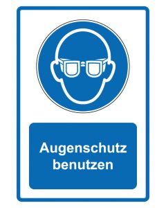 Gebotszeichen Piktogramm & Text deutsch · Augenschutz benutzen · blau · Aufkleber | Schild | Magnetschild | Aufkleber stark haftend | Aluminiumschild selbstklebend | Fußbodenaufkleber