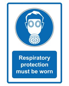 Gebotszeichen Piktogramm & Text englisch · Respiratory protection must be worn · blau · Aufkleber | Schild | Magnetschild | Aufkleber stark haftend | Aluminiumschild selbstklebend | Fußbodenaufkleber