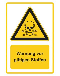 Warnzeichen Piktogramm & Text deutsch · Warnung vor giftigen Stoffen · gelb · Aufkleber | Schild | Magnetschild | Aufkleber stark haftend | Aluminiumschild selbstklebend | Fußbodenaufkleber