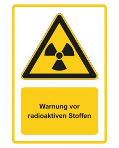 Warnzeichen Piktogramm & Text deutsch · Warnung vor radioaktiven Stoffen · gelb · Aufkleber | Schild | Magnetschild | Aufkleber stark haftend | Aluminiumschild selbstklebend | Fußbodenaufkleber