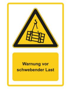 Warnzeichen Piktogramm & Text deutsch · Warnung vor schwebender Last · gelb · Aufkleber | Schild | Magnetschild | Aufkleber stark haftend | Aluminiumschild selbstklebend | Fußbodenaufkleber