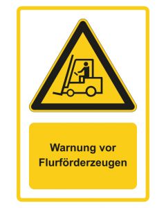 Warnzeichen Piktogramm & Text deutsch · Warnung vor Flurförderzeugen · gelb · Aufkleber | Schild | Magnetschild | Aufkleber stark haftend | Aluminiumschild selbstklebend | Fußbodenaufkleber