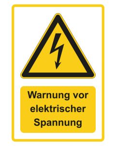 Warnzeichen Piktogramm & Text deutsch · Warnung vor elektrischer Spannung · gelb · Aufkleber | Schild | Magnetschild | Aufkleber stark haftend | Aluminiumschild selbstklebend | Fußbodenaufkleber