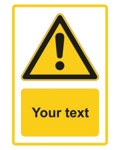 Warnzeichen Piktogramm & Text englisch · Warning · Your text · gelb · Aufkleber | Schild | Magnetschild | Aufkleber stark haftend | Aluminiumschild selbstklebend | Fußbodenaufkleber