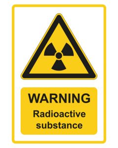 Warnzeichen Piktogramm & Text englisch · Warning · Radioactive substance · gelb · Aufkleber | Schild | Magnetschild | Aufkleber stark haftend | Aluminiumschild selbstklebend | Fußbodenaufkleber