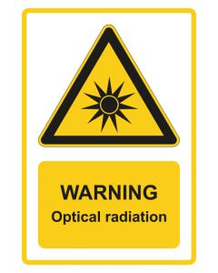 Warnzeichen Piktogramm & Text englisch · Warning · Optical radiation · gelb · Aufkleber | Schild | Magnetschild | Aufkleber stark haftend | Aluminiumschild selbstklebend | Fußbodenaufkleber