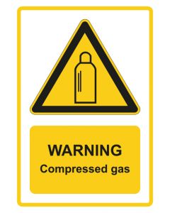 Warnzeichen Piktogramm & Text englisch · Warning · Compressed gas · gelb · Aufkleber | Schild | Magnetschild | Aufkleber stark haftend | Aluminiumschild selbstklebend | Fußbodenaufkleber