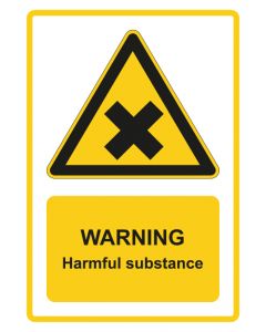 Warnzeichen Piktogramm & Text englisch · Warning · Harmful substance · gelb · Aufkleber | Schild | Magnetschild | Aufkleber stark haftend | Aluminiumschild selbstklebend | Fußbodenaufkleber