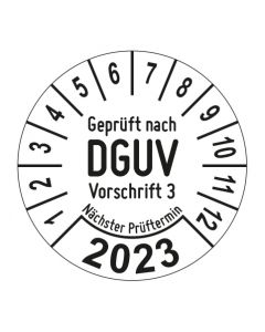 Jahresprüfplakette Geprüft nach DGUV Vorschrift 3 - Jahreszahl im Bogen_1