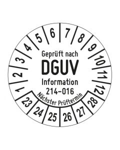 Mehrjahresprüfplakette Geprüft nach DGUV Information 214 - 016 - Jahre und Monate