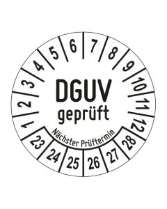 Mehrjahresprüfplakette DGUV geprüft - Jahre und Monate