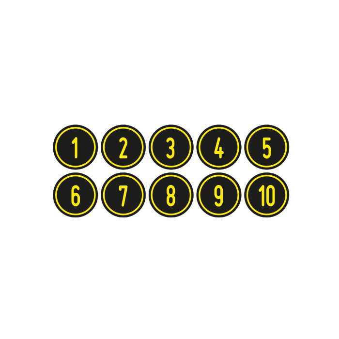 Zahlen-Set 1-10 · rund · gelb / schwarz