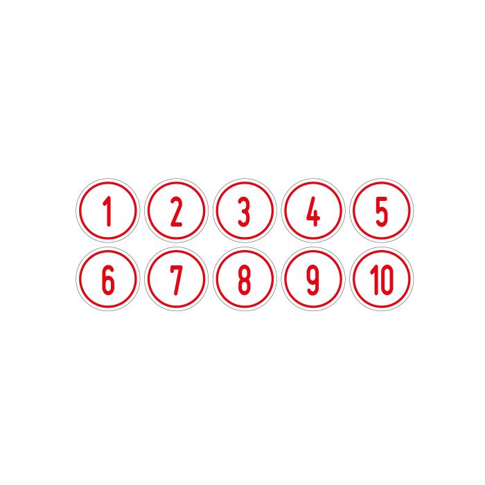 Zahlen-Set 1-10 · rund · rot / weiß