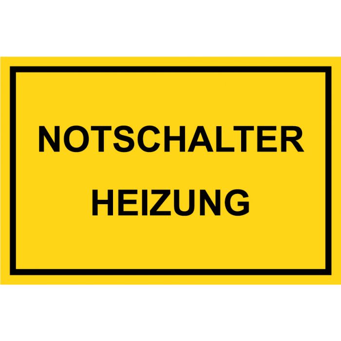 Hinweisschild NOTSCHALTER HEIZUNG schwarz · gelb
