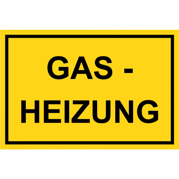 Hinweisschild GAS-HEIZUNG schwarz · gelb